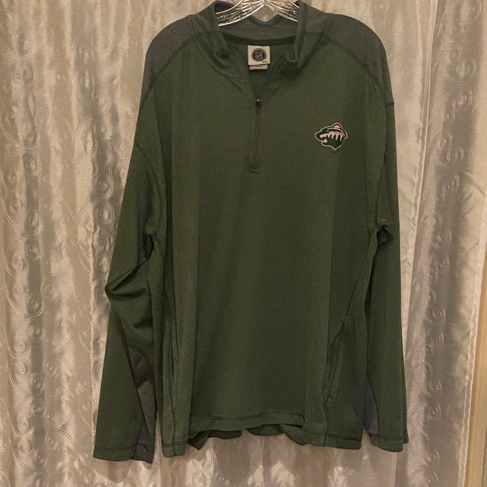NHL Minnesota Wild Green and Gray Quarter-Zip Pullover Men’s Size XXL 🔥 YB2